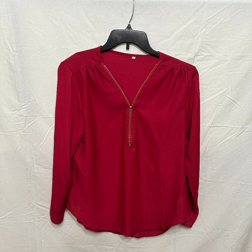 Beautiful Red Blouse... Womens-XL, may fit more like a large